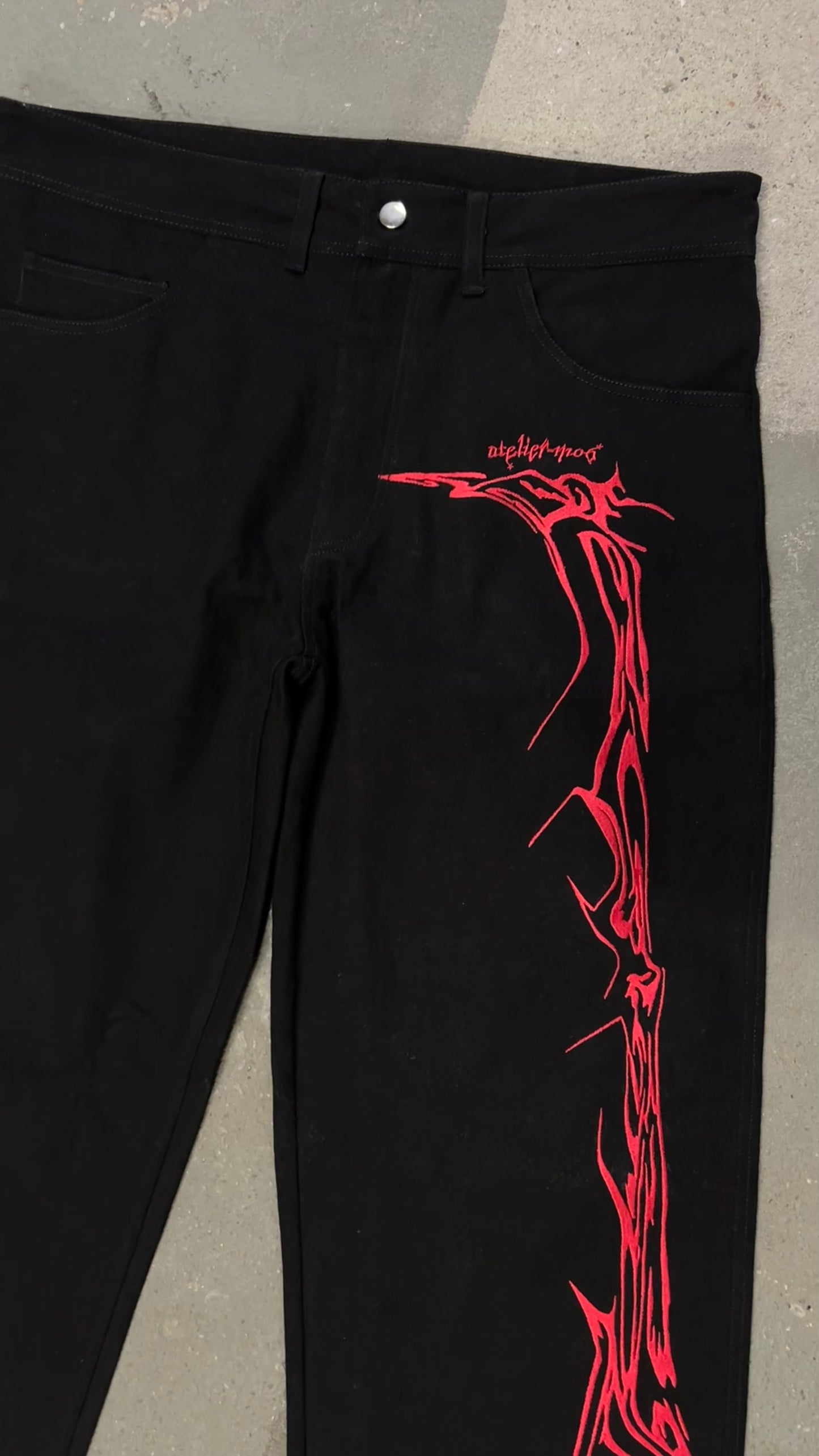 DENIM TRIBAL TRACKPANTS