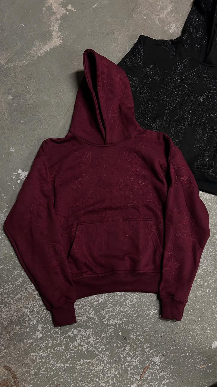 ALL OVER EMBROIDERY HOODIE (RED)