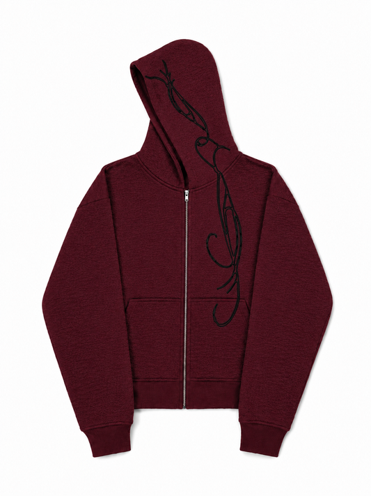 FLUX ZIP HOODIE - DARK RED