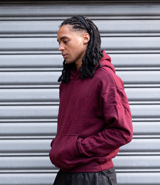 ALL OVER EMBROIDERY HOODIE (RED)